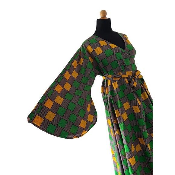 LADDI NWT INDIAN BATIK BLOCK PRINT DRESS AFRICAN STYLE ONE SIZE - Picture 2 of 12